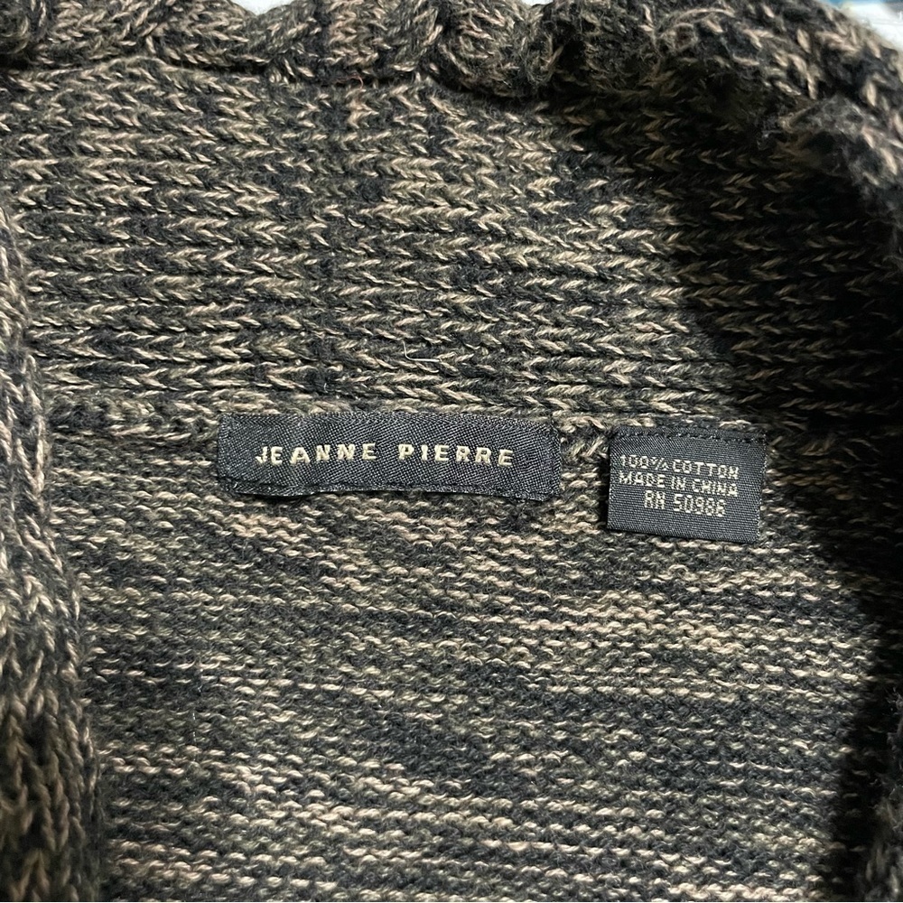 VTG Jeanne Pierre Marled Knit Shawl Collar Sweater | 100% Cotton | Brown Neutral - Picture 8 of 10